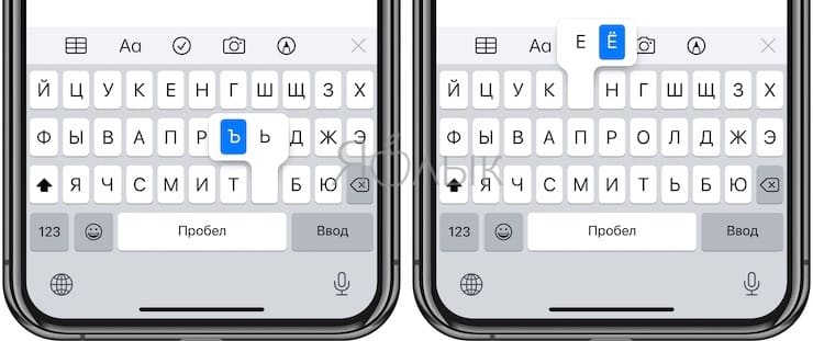 Как набрать твердый знак («Ъ», «Ё», «Ї») и другие редкие буквы iPhone