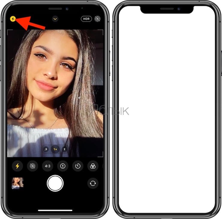На айфоне вспышка при фото на