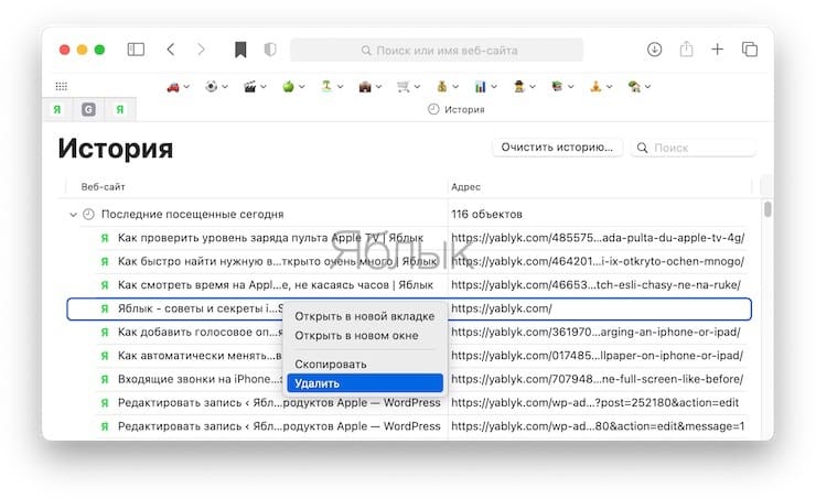История в сафари на айфоне удаленная