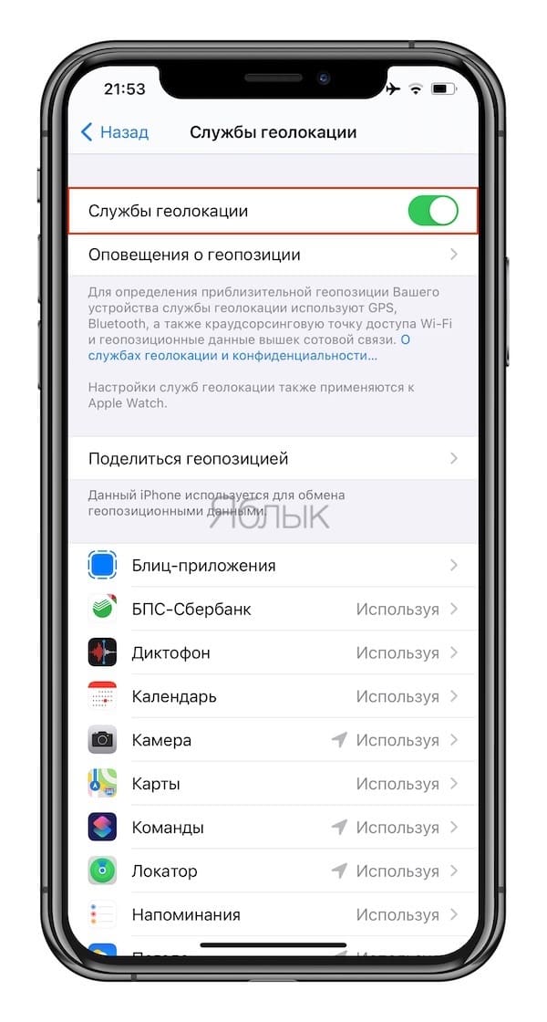 Геолокация на iPhone