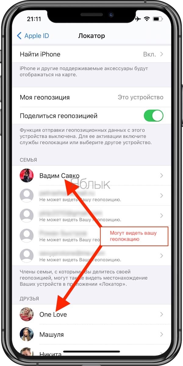 Как делиться геолокацией на iPhone