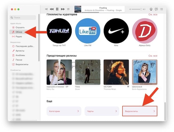 Как смотреть (сохранять) видеоклипы в Apple Music на Mac