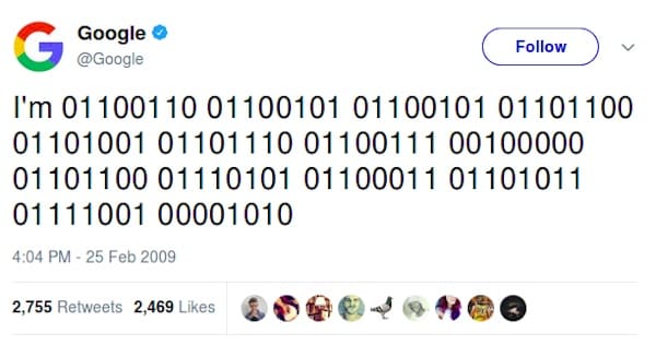 Первый твит Google
