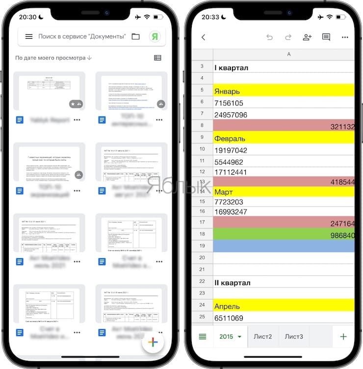 Google Docs and Google Sheets