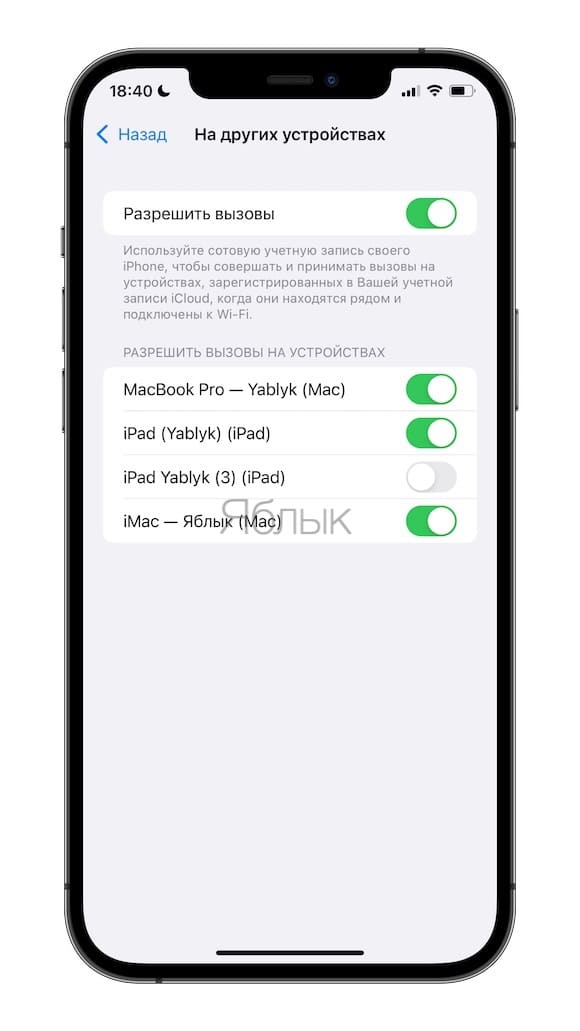 Как перенаправить текущий телефонный звонок с iPhone на iPad или Mac