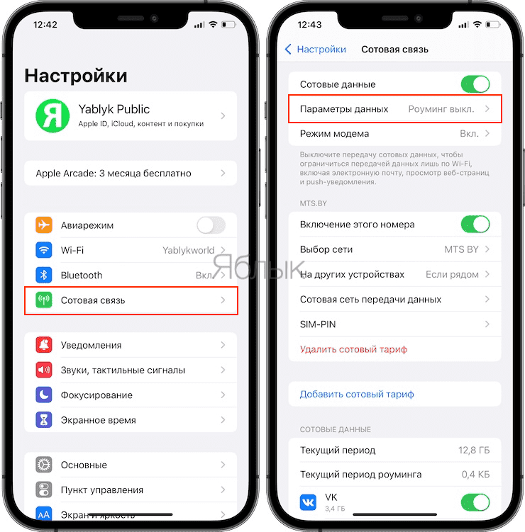 Почему нет связи. Включения роуминга айфон. Параметры данных в айфоне. Настройки роуминга в айфоне. Данные в роуминге iphone.