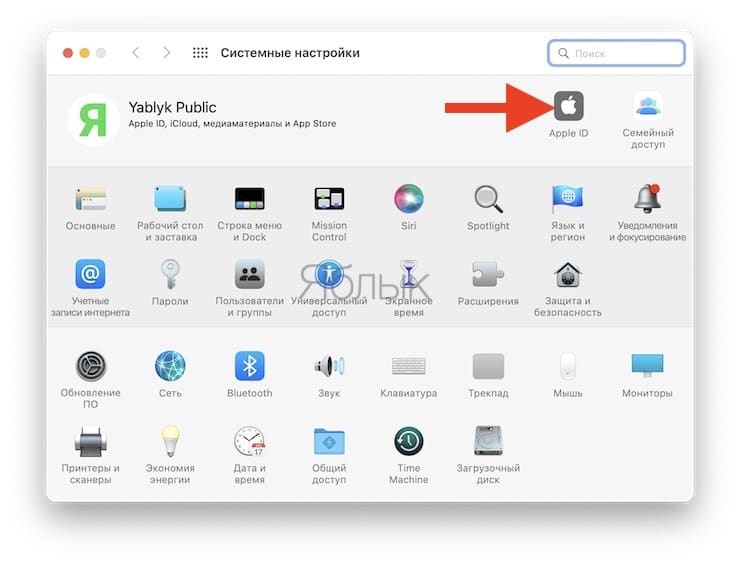 Apple ID settings on Mac