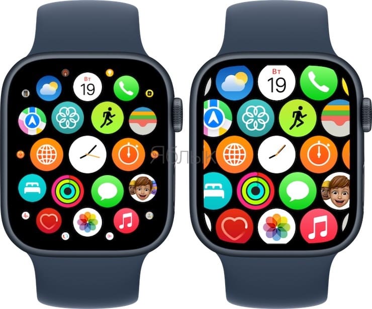 Как изменить размер значков приложений на Apple Watch?