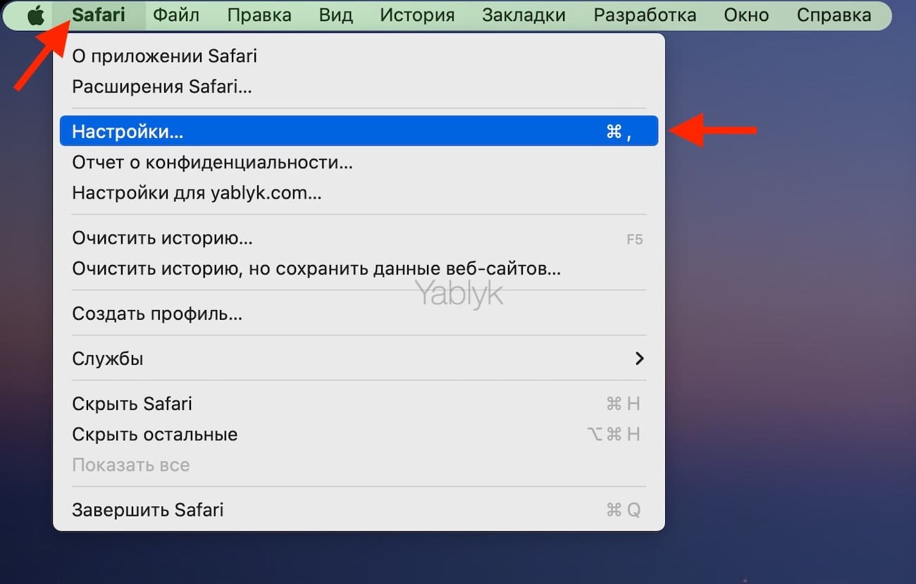Настройки Safari на Mac (macOS)