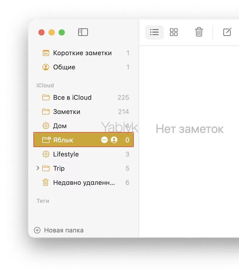 Как создать общую папку заметок на Mac?