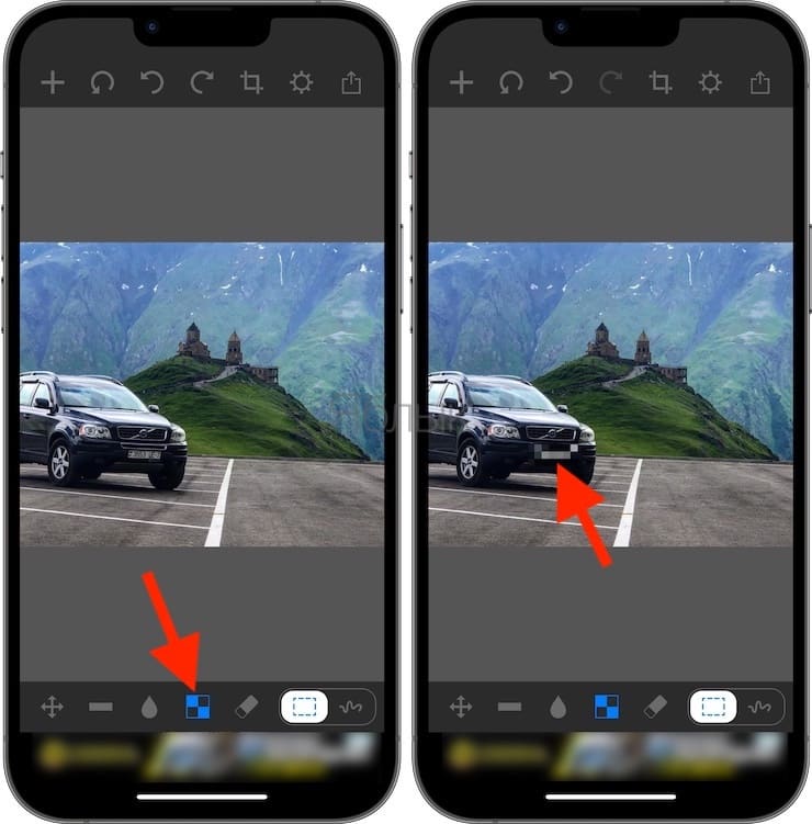 Как размыть, сделать пикселизацию и скрыть определенные части фотографии на iPhone или iPad