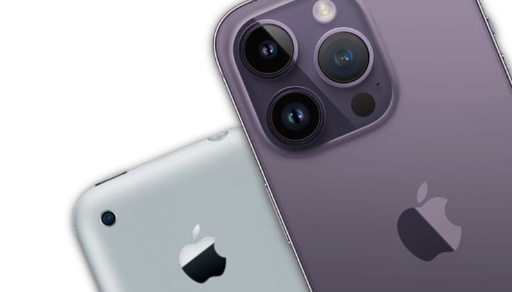 iPhone 2G в сравнении с iPhone 14 Pro Max