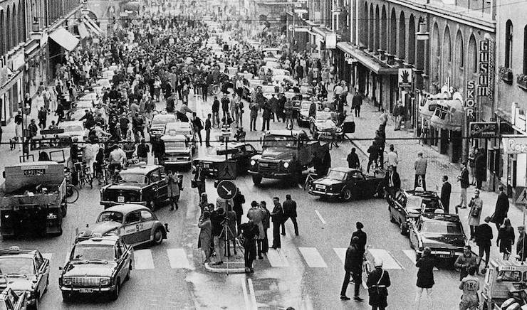 Швеция левостороннее движение, 1967 год