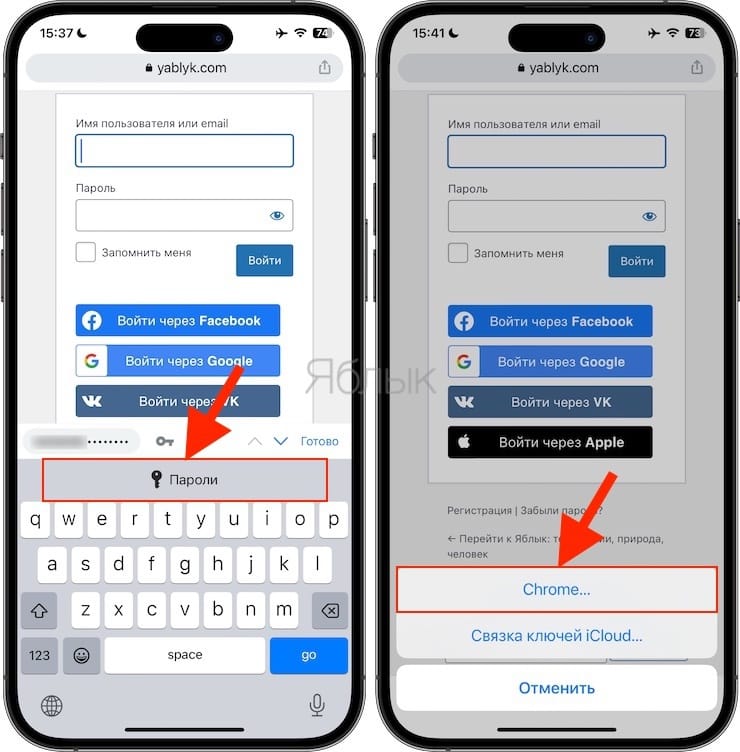 Как на iPhone автоматически вставлять пароли из Google Chrome в Safari и приложениях?