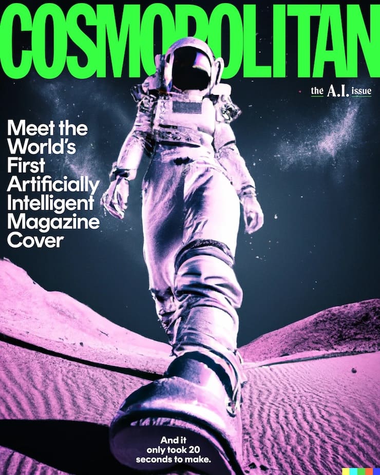 нейросеть Dall-E 2 сгенерировала обложку для журнала Cosmopolitan