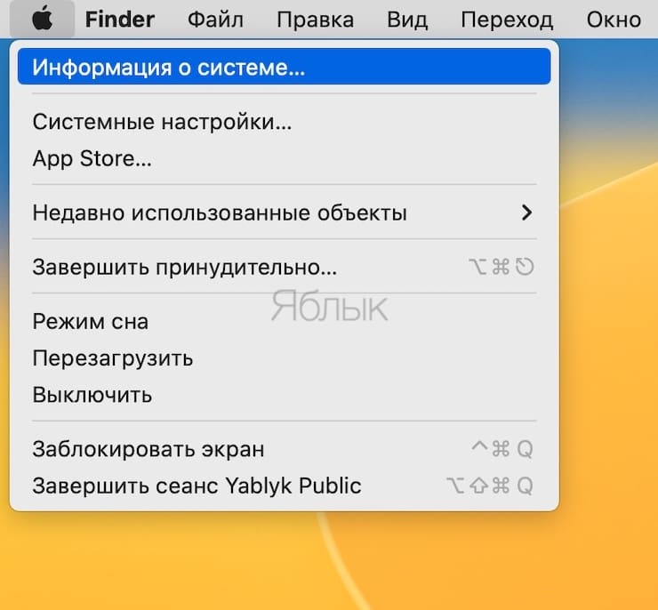 «Информация о системе» в macOS
