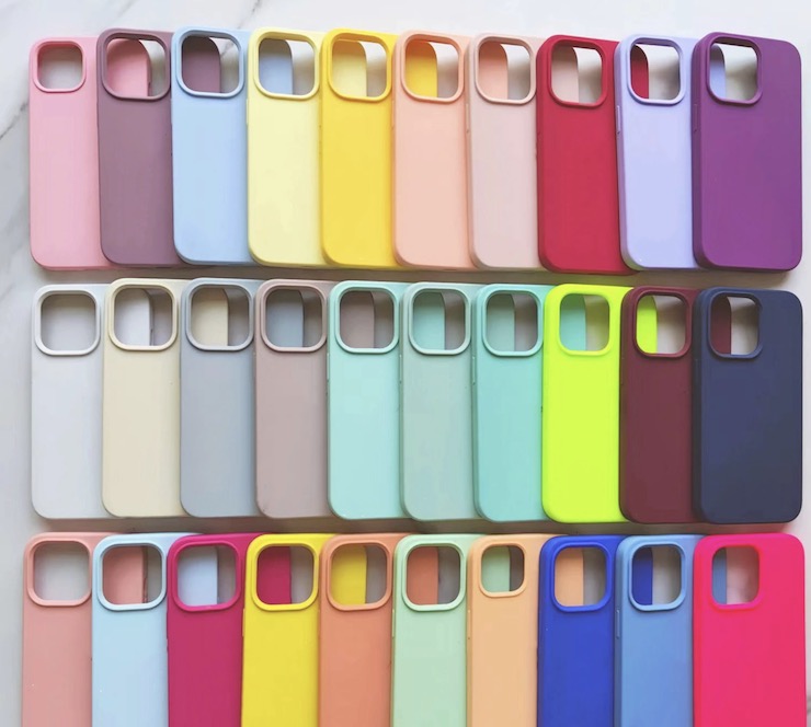 Силиконовые чехлы разных цветов на все модели iPhone с фирменным яблочком сзади