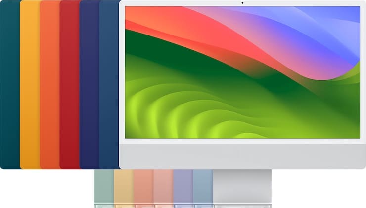 iMac (24 дюйма, чип M3, 2023 г.), Порты: два порта Thunderbolt/USB 4, два порта USB 3