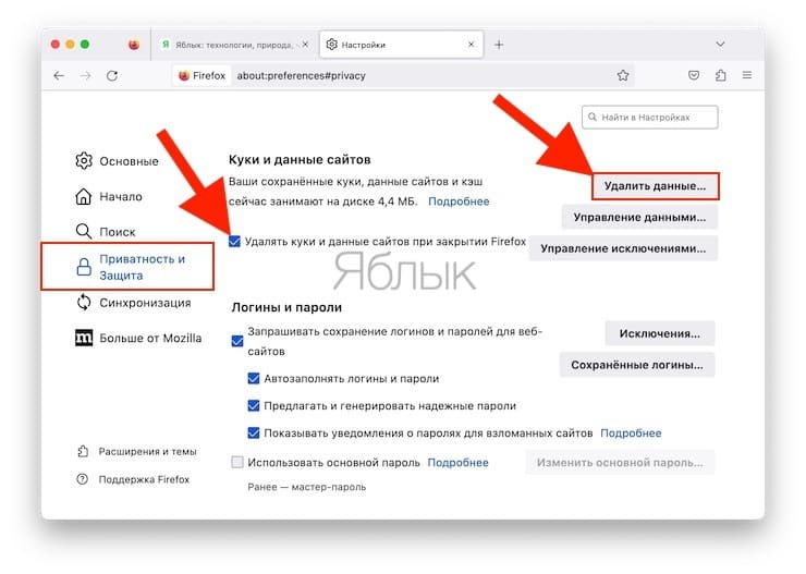 Как удалить файлы cookie в браузере Mozilla Firefox