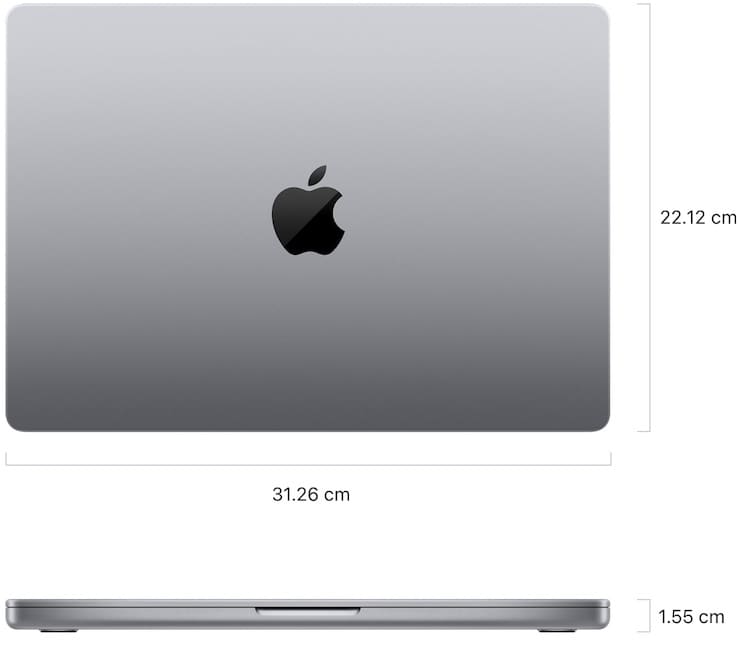 Размеры MacBook Pro 14 2023 (M2 Pro/Max)