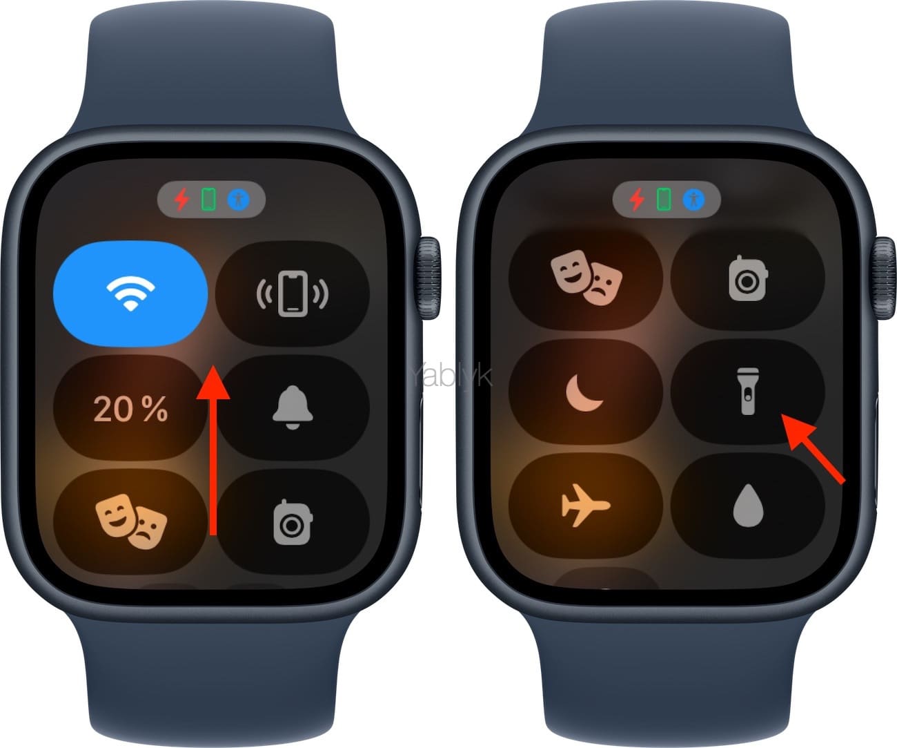 Как включить фонарик на часах Apple Watch?