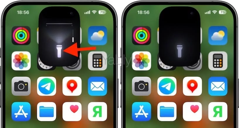 как включить или выключить фонарик на iPhone