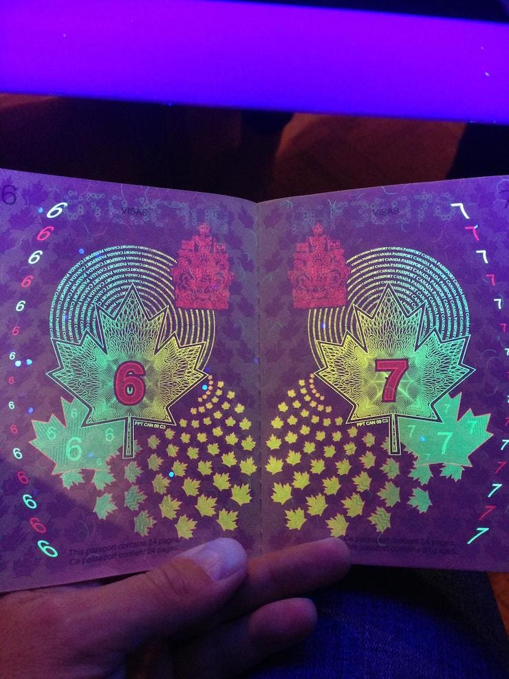 passport of canada under ultraviolet light5