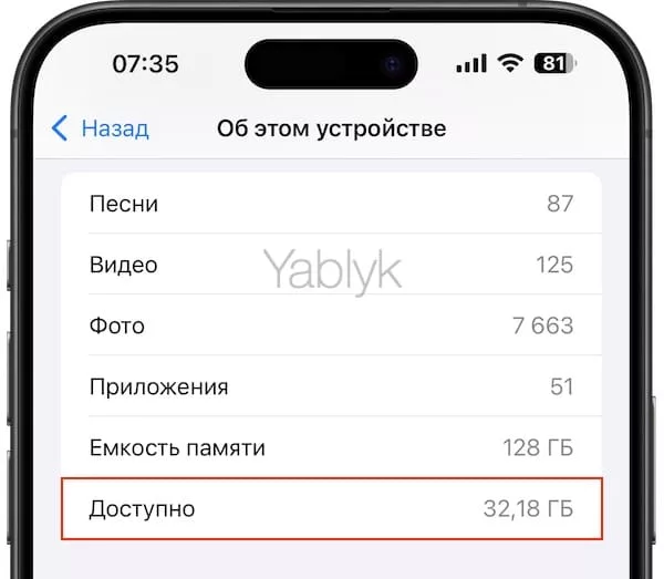 Как посмотреть свободное место на iPhone