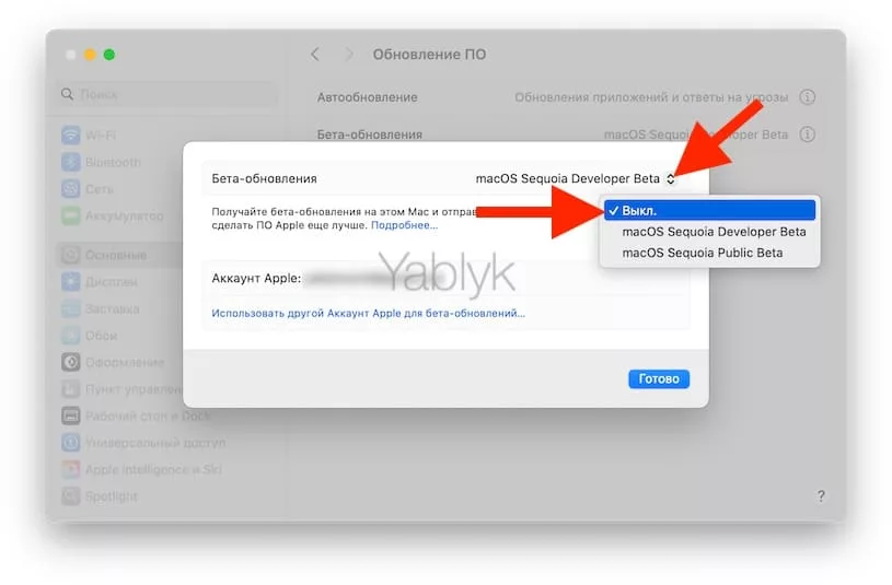 Как отключить появление обновлений бета-версий macOS на Mac