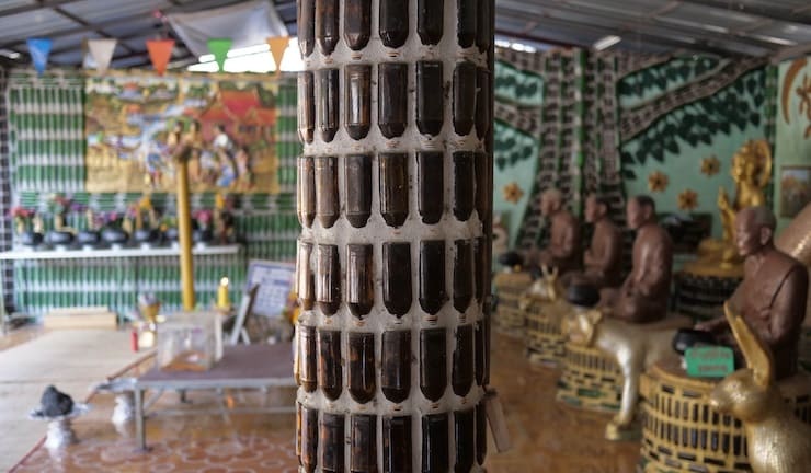 wat pa maha chedi keo a temple made of beer bottles in thailand