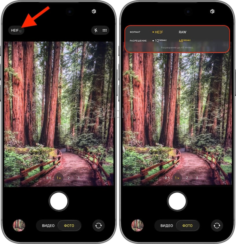 Как в камере Айфона включить съемку с разрешением 48 МП?