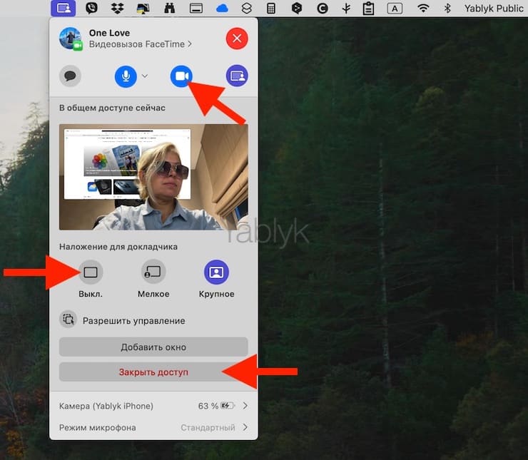 Как на Mac использовать «Наложение для докладчика», чтобы показать свое лицо при совместном использовании экрана