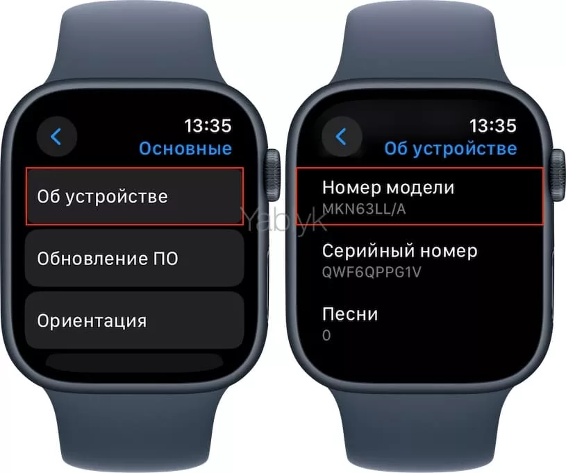 Как узнать заводской номер модели Apple Watch на самих часах 