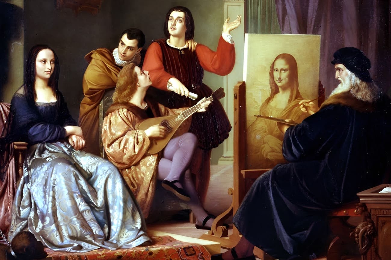 Леонардо Да Винчи пишет картину Мона Лиза