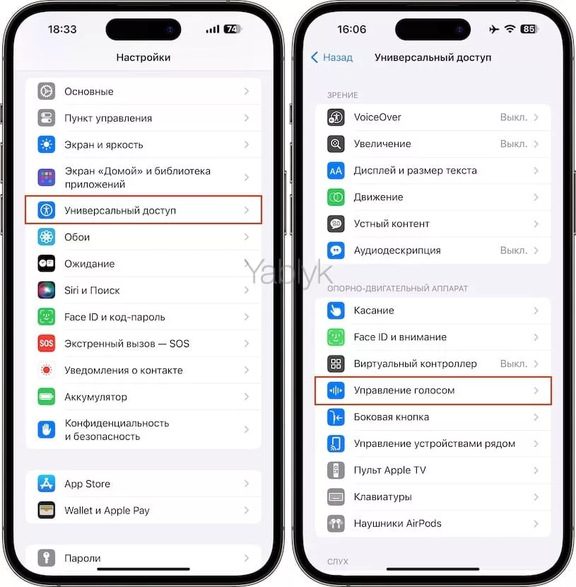 Как отключить функцию «Управление голосом» на iPhone
