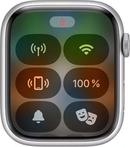 Красный значок с перечеркнутым смартфоном на Apple Watch