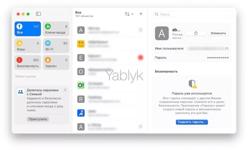 Приложение «Пароли» в macOS