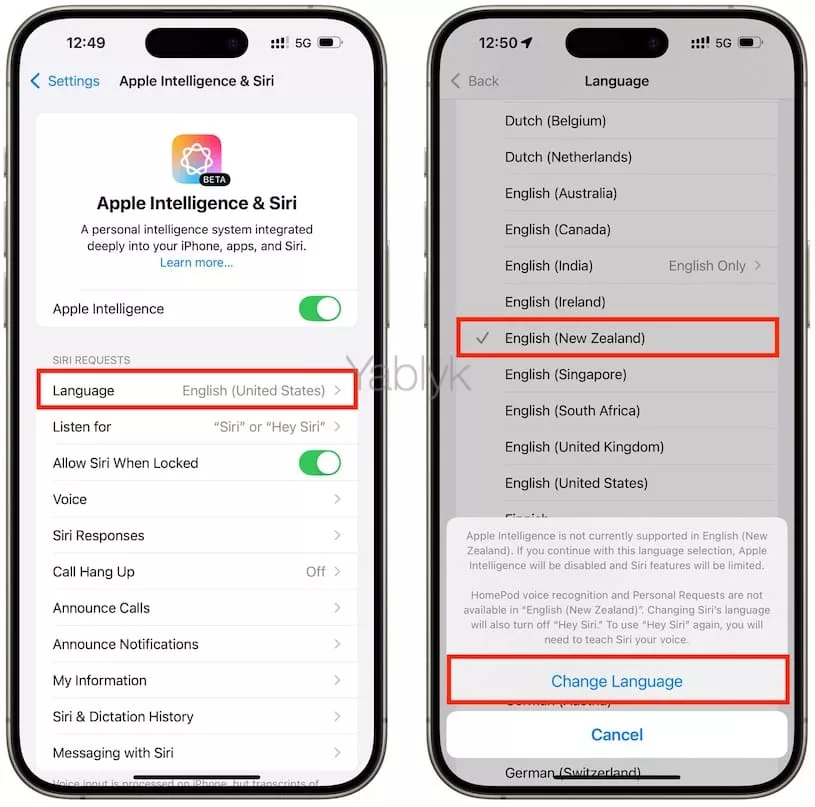 change language for siri to force apple intelligence to refresh