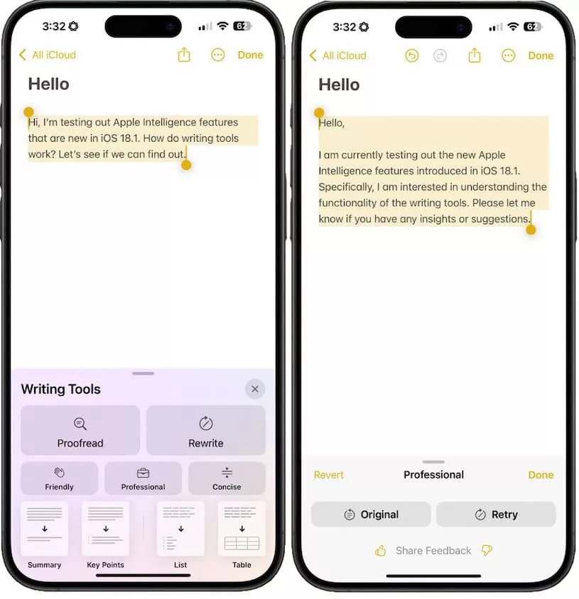 ios 18 1 writing tools