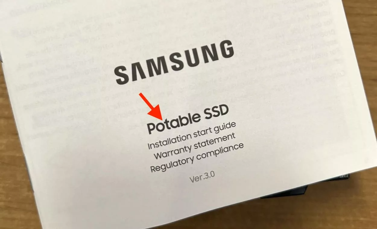 В мануале к SSD от Samsung за $300 слово Portable написано с ошибкой