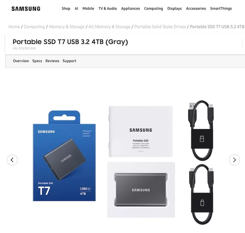 В мануале к SSD от Samsung за $300 слово Portable написано с ошибкой