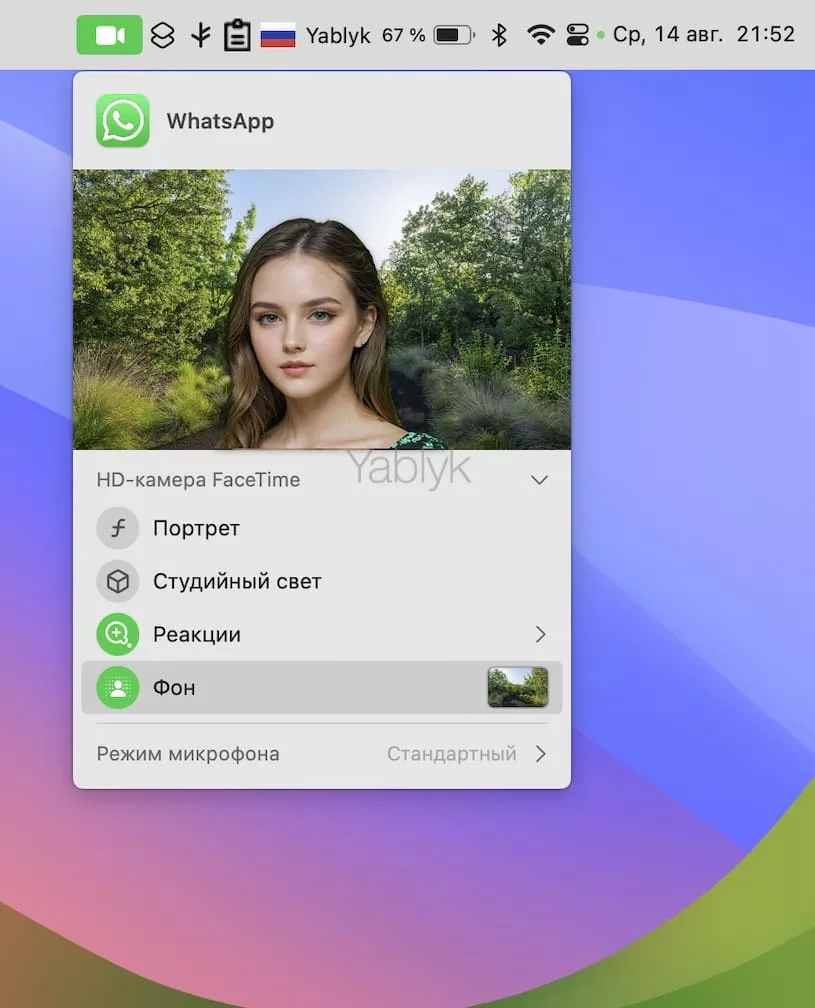 Как поменять фон в видеозвонке на Mac?