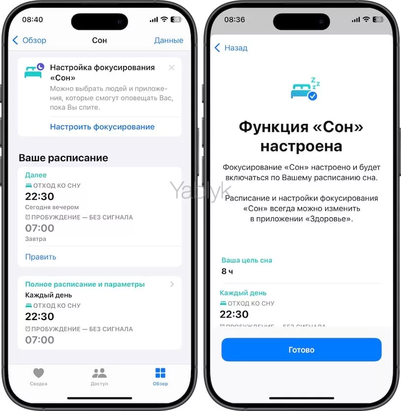 Как включить фокусирование «Сон» на iPhone