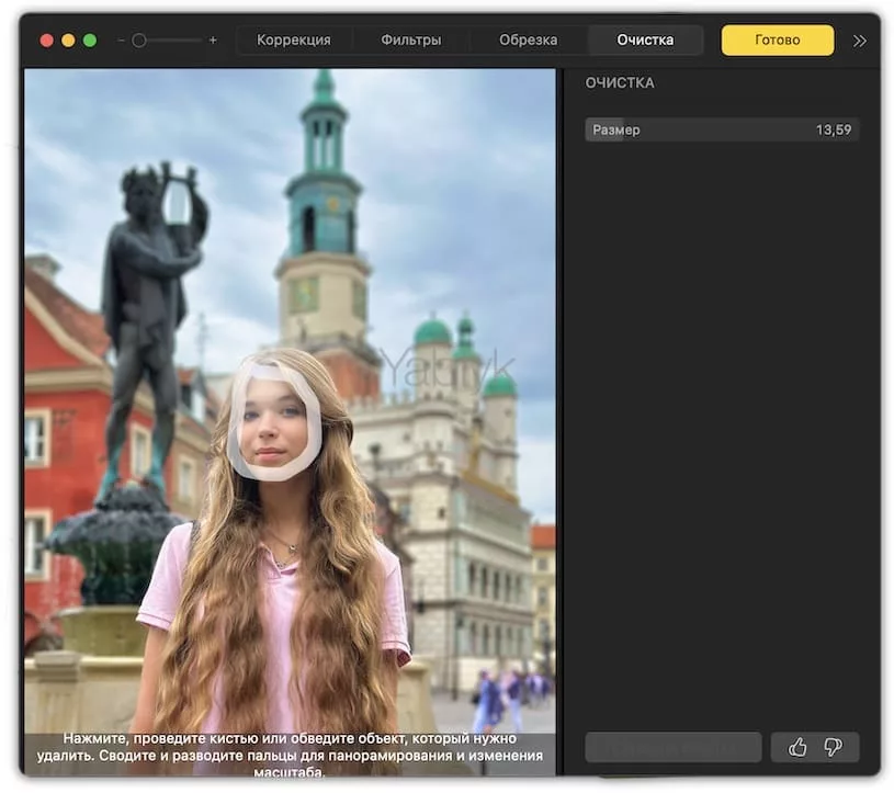 Как размыть лицо на фото с помощью функции «Очистка» в приложении «Фото» на Mac?