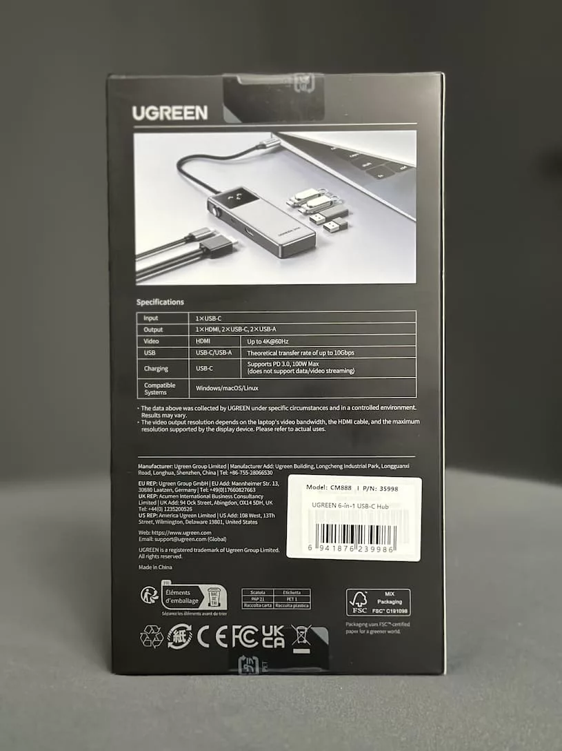 USB-C-хаб UGREEN Uno 6-в-1