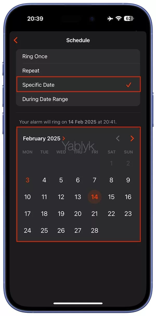 Как установить будильник на определенную дату на iPhone в приложении Midnight Alarm Clock