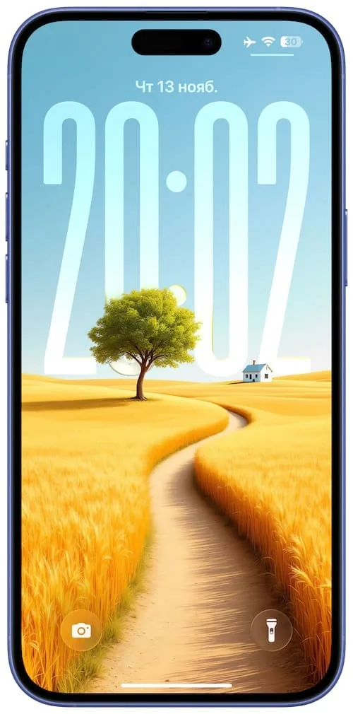 Обои для iPhone c 3D эффектом в сочетании с большими часами