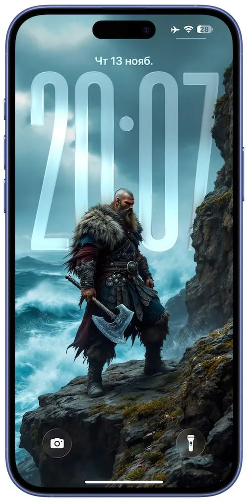 Обои для iPhone c 3D эффектом в сочетании с большими часами