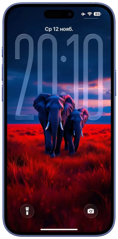 Обои для iPhone c 3D эффектом в сочетании с большими часами