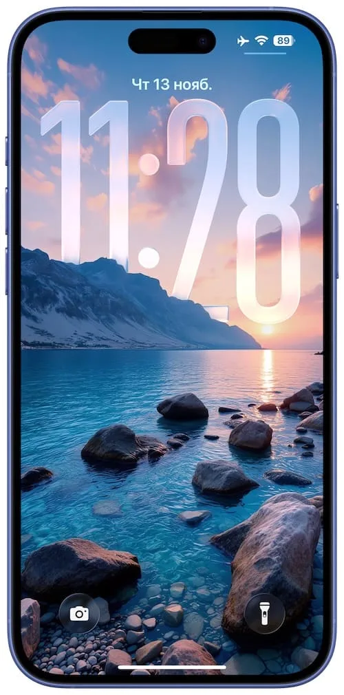 Обои для iPhone c 3D эффектом в сочетании с большими часами